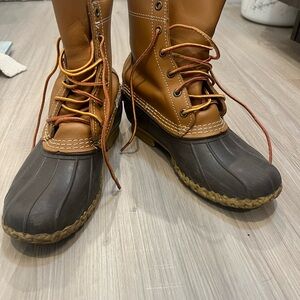 LL Bean Brown and Tan Duck Boots